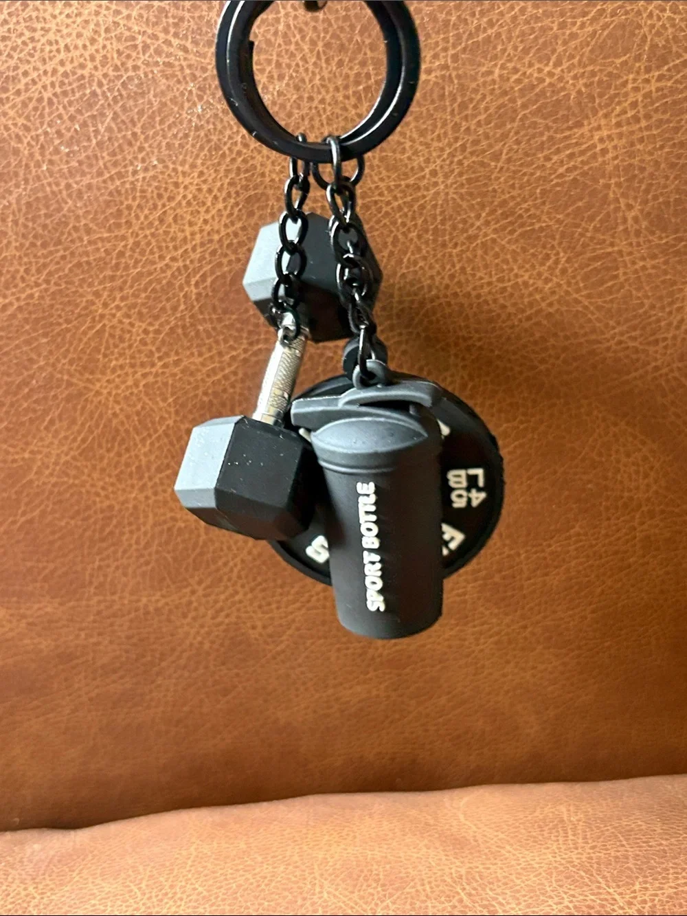 Black Fitness Keychain Set with Wrist Strap